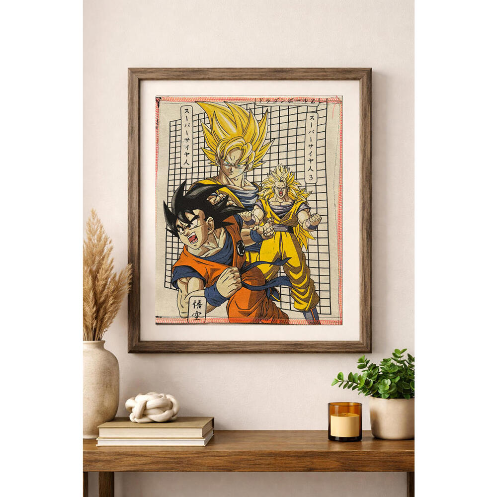 two face threads dbz anime y2k smalls patch wall art decor custom upcycled 11x13